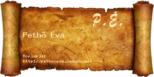 Pethő Éva névjegykártya
